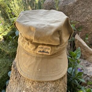 Vintage 50s Powr House Engineer Hat Khaki Sz 7 Montgomery Ward Sanforized